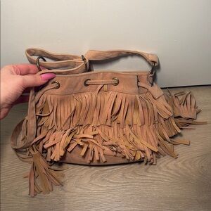 Poppie Jones Tan Fringe Shoulder Bag